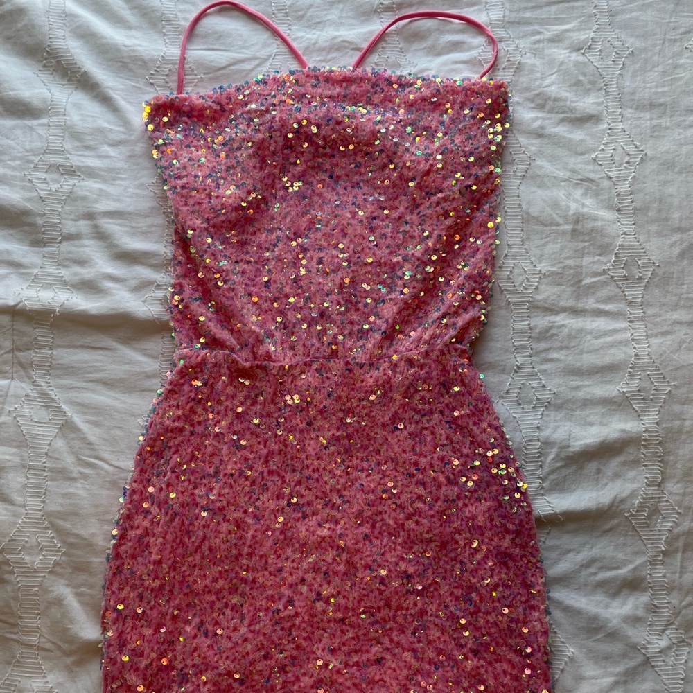 Lucy in the Sky pink sequin dress